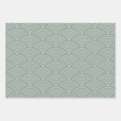 Japanse Seigaiha-golf | Sage groen en grijs Inpakpapier Vel (Voorkant 3)