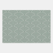 Japanse Seigaiha-golf | Sage groen en grijs Inpakpapier Vel (Voorkant 2)