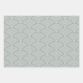 Japanse Seigaiha-golf | Sage groen en grijs Inpakpapier Vel (Voorkant)