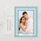 Japanse Seigaiha-golven bewaren de foto van de dat Aankondigingskaart (Voorkant / Achterkant)