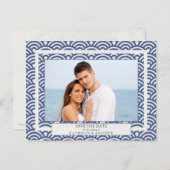 Japanse Seigaiha-golven bewaren de foto van de dat Aankondigingskaart (Voorkant / Achterkant)