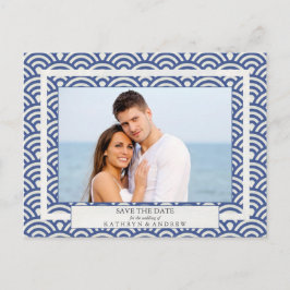 Japanse Seigaiha-golven bewaren de foto van de dat Aankondigingskaart