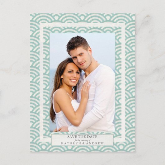 Japanse Seigaiha-golven bewaren de foto van de dat Aankondigingskaart (Voorkant)