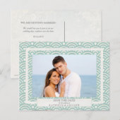 Japanse Seigaiha-golven bewaren de foto van de dat Aankondigingskaart (Voorkant / Achterkant)