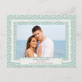 Japanse Seigaiha-golven bewaren de foto van de dat Aankondigingskaart