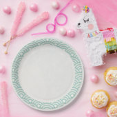 Japanse Seigaiha-golven Elegant Jade Groen + Wit Papieren Bordje (Feest)