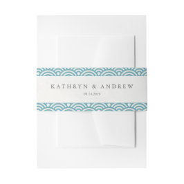 Japanse Seigaiha-golven Elegant Zee Blauwgroen Uitnodigingen Wikkel