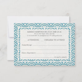 Japanse Seigaiha-golven Elegante Beach Bruiloft RS RSVP Kaartje
