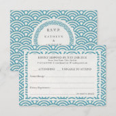 Japanse Seigaiha-golven Elegante Beach Bruiloft RS RSVP Kaartje (Voorkant / Achterkant)