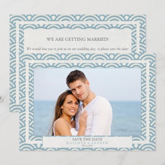 Japanse Seigaiha-golven redden de foto met de datu Kaart (Voorkant / Achterkant)