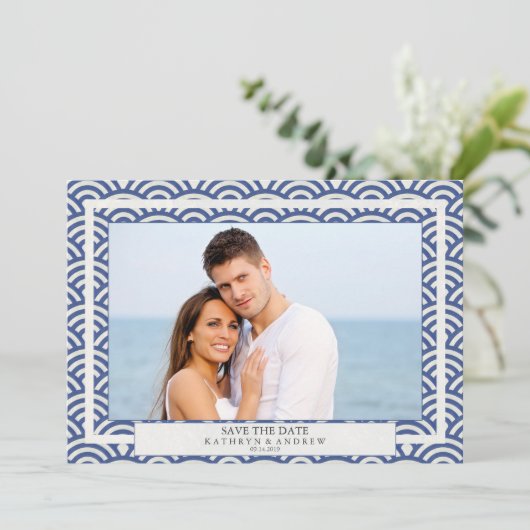 Japanse Seigaiha-golven redden de foto met de datu Kaart (Staand voorkant)