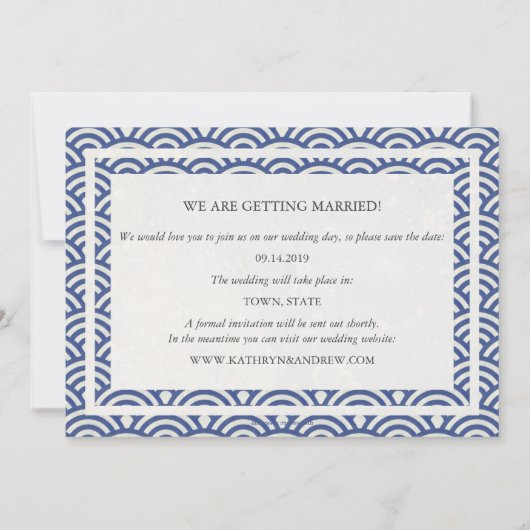 Japanse Seigaiha-golven redden de foto met de datu Kaart (Achterkant)