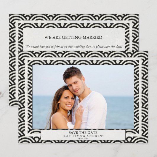 Japanse Seigaiha-golven redden de foto met de datu Kaart (Voorkant / Achterkant)