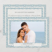 Japanse Seigaiha-golven Save The Date platte foto Kaart (Voorkant / Achterkant)