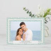 Japanse Seigaiha-golven Save The Date platte foto Kaart (Staand voorkant)