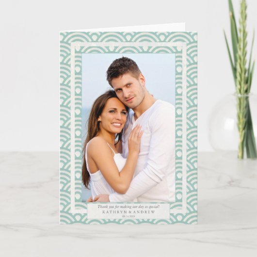 Japanse Seigaiha Trouw Dank Je/Custom Tekst Bedankkaart (Voorkant)