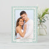 Japanse Seigaiha Trouw Save The Date Platte Foto Kaart (Staand voorkant)