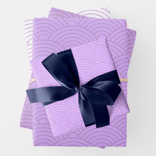 Japanse Seigaiha Wave   Liliac Paars Inpakpapier Vel