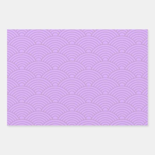 Japanse Seigaiha Wave | Liliac Paars Inpakpapier Vel (Voorkant)