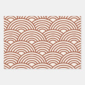 Japanse Seigaiha Wave Rust Terracotta Inpakpapier Vel (Voorkant)