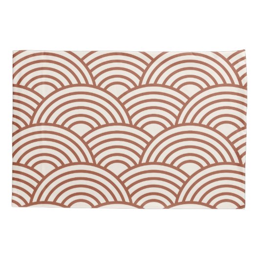 Japanse Seigaiha Wave Rust Terracotta Kussensloop (Achterkant)