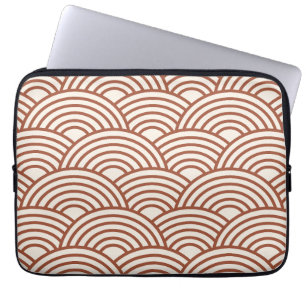 Japanse Seigaiha Wave Rust Terracotta Laptop Sleeve