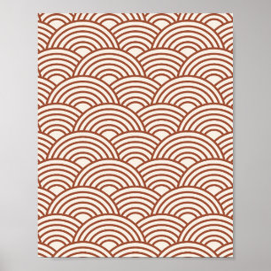 Japanse Seigaiha Wave Rust Terracotta Poster
