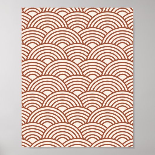 Japanse Seigaiha Wave Rust Terracotta Poster (Voorkant)