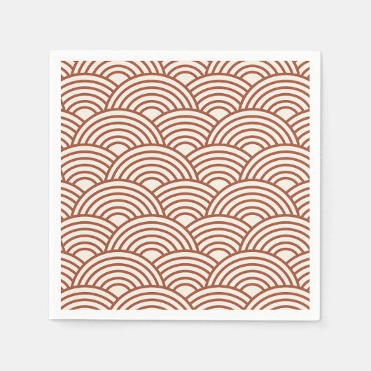 Japanse Seigaiha Wave Rust Terracotta Servet (Voorkant)