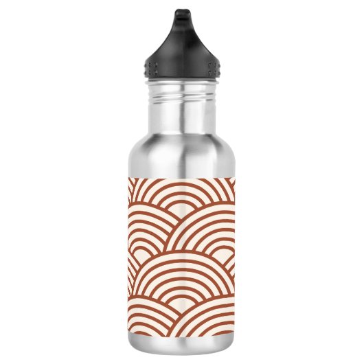 Japanse Seigaiha Wave Rust Terracotta Waterfles (Rechts)