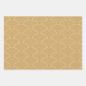 Japanse Seigaiha Wave | Sage Green, Mustard, Red Inpakpapier Vel (Voorkant 3)