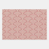 Japanse Seigaiha Wave | Sage Green, Mustard, Red Inpakpapier Vel (Voorkant 2)