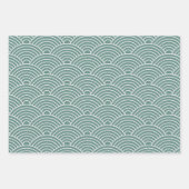 Japanse Seigaiha Wave | Sage Green, Mustard, Red Inpakpapier Vel (Voorkant)