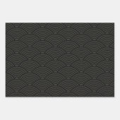 Japanse Seigaiha Wave | Zwart-wit en crèmewit Inpakpapier Vel (Voorkant 2)