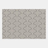 Japanse Seigaiha Wave | Zwart-wit en crèmewit Inpakpapier Vel (Voorkant)