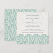 Japanse Seigaiha Waves Elegant Beach Wedding Kaart (Voorkant / Achterkant)