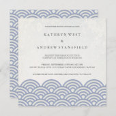 Japanse Seigaiha Waves Elegant Beach Wedding Kaart (Voorkant / Achterkant)