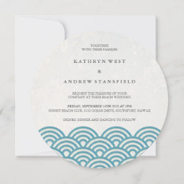 Japanse Seigaiha Waves Elegant Beach Wedding Kaart