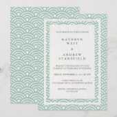 Japanse Seigaiha Waves Elegant Beach Wedding Kaart (Voorkant / Achterkant)