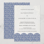 Japanse Seigaiha Waves Elegant Beach Wedding Kaart (Voorkant / Achterkant)