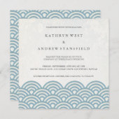 Japanse Seigaiha Waves Elegant Beach Wedding Kaart (Voorkant / Achterkant)