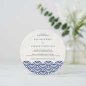 Japanse Seigaiha Waves Elegant Beach Wedding Kaart (Staand voorkant)