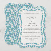Japanse Seigaiha Waves Elegant Beach Wedding Kaart (Voorkant / Achterkant)