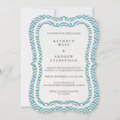 Japanse Seigaiha Waves Elegant Beach Wedding Kaart (Voorkant)
