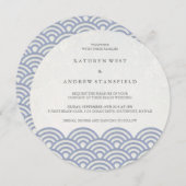 Japanse Seigaiha Waves Elegant Beach Wedding Kaart (Voorkant / Achterkant)