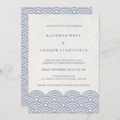 Japanse Seigaiha Waves Elegant Beach Wedding Kaart (Voorkant / Achterkant)