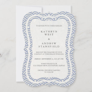 Japanse Seigaiha Waves Elegant Beach Wedding Kaart
