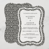 Japanse Seigaiha Waves Elegant Beach Wedding Kaart (Voorkant / Achterkant)