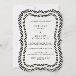 Japanse Seigaiha Waves Elegant Beach Wedding Kaart