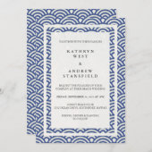 Japanse Seigaiha Waves Elegant Beach Wedding Kaart (Voorkant / Achterkant)